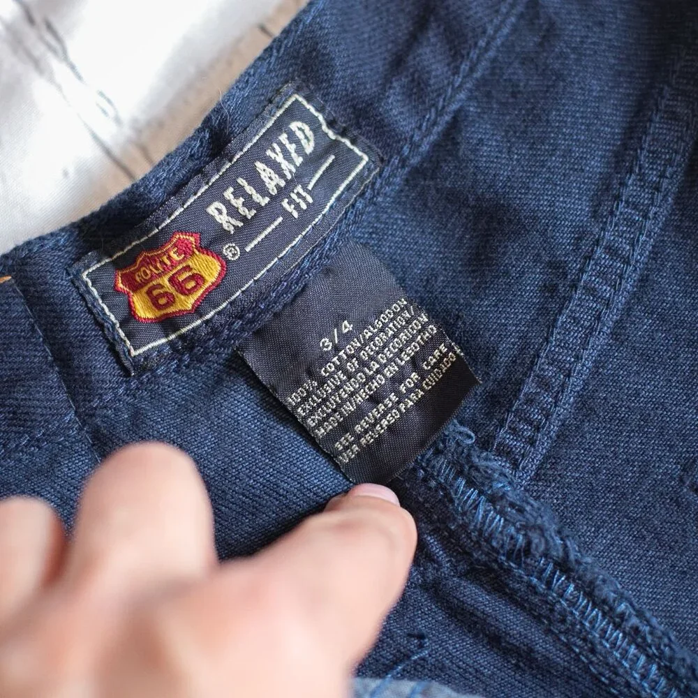 Vintage Route 66 Ladies Relaxed Fit Shorts Denim Dark Blue Size 3/4